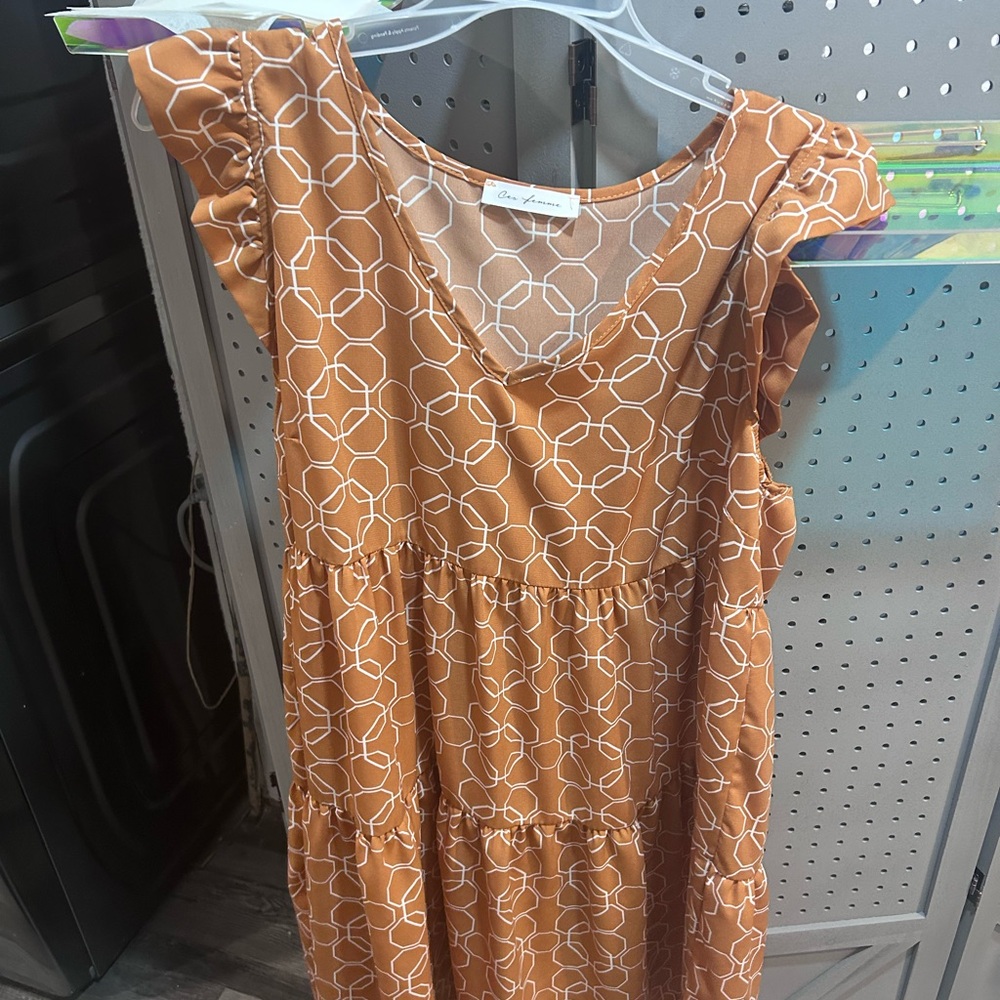 Ces Femme Orange Geometric Dress